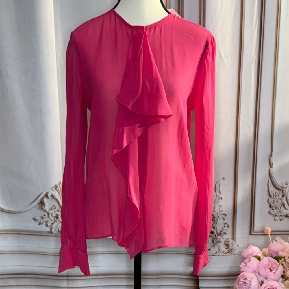 Roberto Cavalli Pink Ruffled Long Sleeve Blouse